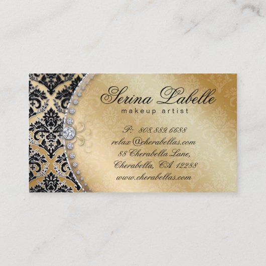 Mode Jewelry Makeup Artist Damask Crown Cool Visitekaartje (Achterkant)