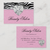 Mode Jewels Pearls Zebra Lace Pink Benoeming Afsprakenkaartje (Voorkant / Achterkant)