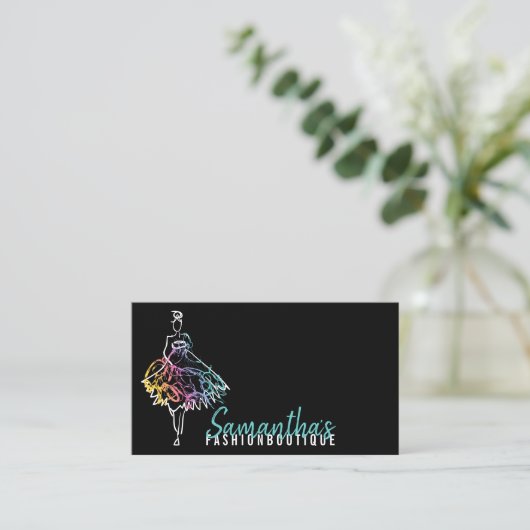 Mode jurk schets zwarte boutique visitekaartje (Staand voorkant)