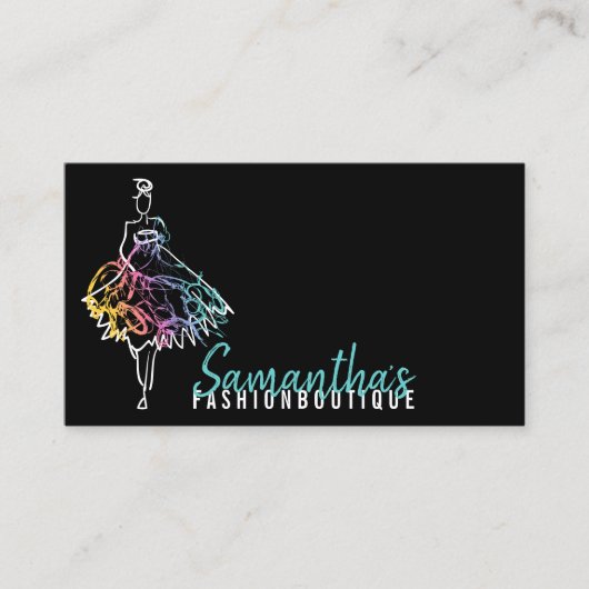 Mode jurk schets zwarte boutique visitekaartje (Voorkant)