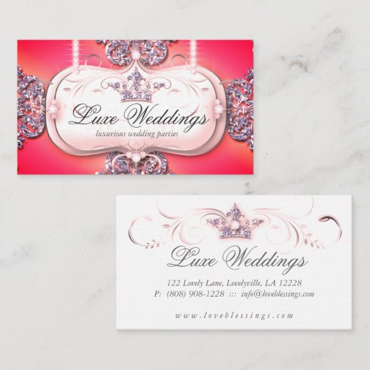 Mode juwelen bruiloft Elegant Crown Glitter Bus Visitekaartje (Voorkant / Achterkant)