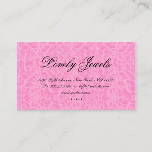 Mode juwelen op kroonluipaard Zebra Visitekaartje (Achterkant)