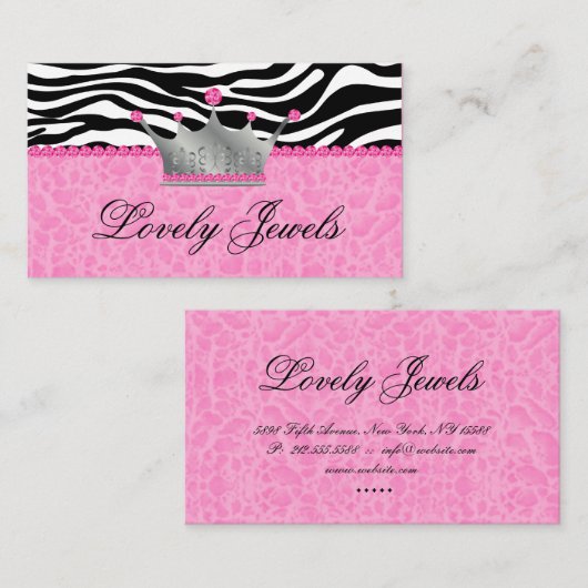 Mode juwelen op kroonluipaard Zebra Visitekaartje (Voorkant / Achterkant)