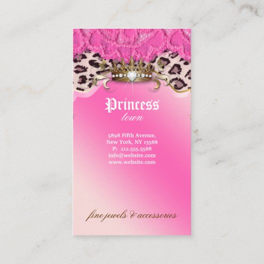 Mode juwelen Visitekaartje Leopard Lace Pink (Achterkant)