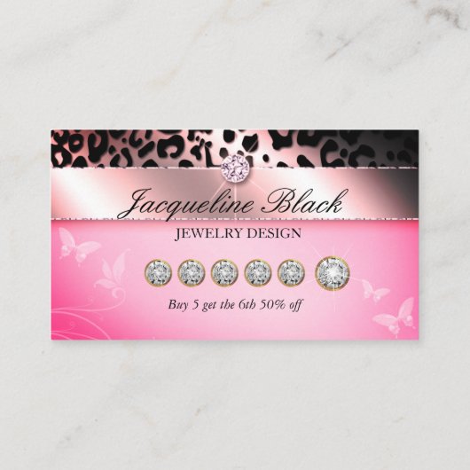 Mode juwelier Leopard Elegant Loyalty Card Visitekaartje (Achterkant)