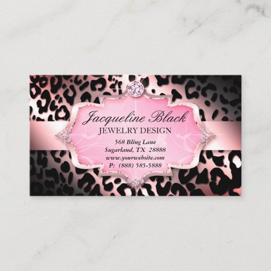 Mode juwelier Leopard Elegant Loyalty Card Visitekaartje (Voorkant)