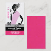 Mode juwelier model Afbeelding roze dame Visitekaartje (Voorkant / Achterkant)