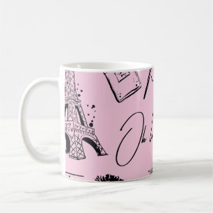 Mode, kalligrafie, Eiffeltoren, lippen Koffiemok