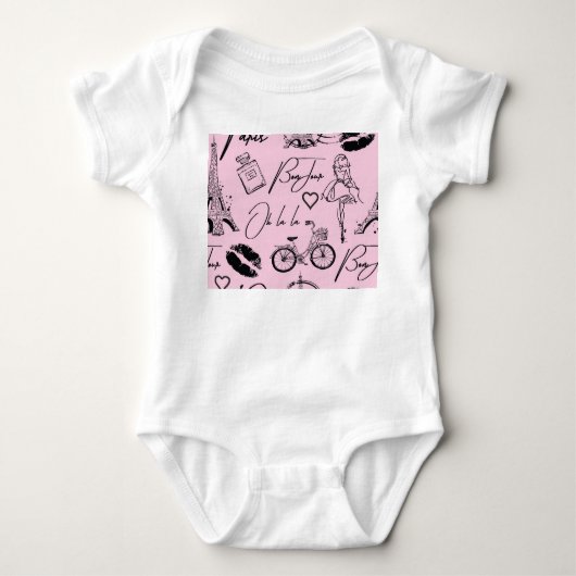 Mode, kalligrafie, Eiffeltoren, lippen Romper (Voorkant)