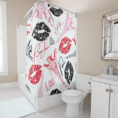 Mode, kalligrafisch Eiffeltoren patroon. Douchegordijn (In situ)