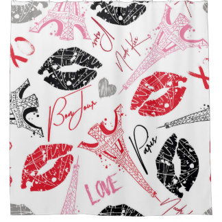 Mode, kalligrafisch Eiffeltoren patroon. Douchegordijn