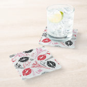 Mode, kalligrafisch Eiffeltoren patroon. Glazen Onderzetter (Schuin)