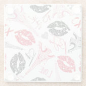 Mode, kalligrafisch Eiffeltoren patroon. Glazen Onderzetter (Achterkant)