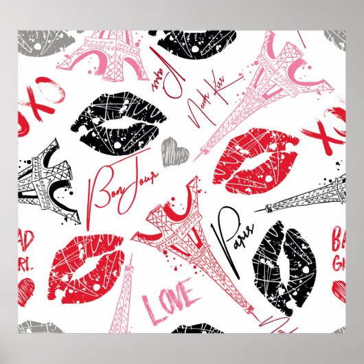 Mode, kalligrafisch Eiffeltoren patroon. Poster (Voorkant)