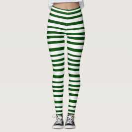 Mode kerst met groene en witte staven leggings