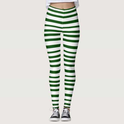 Mode kerst met groene en witte staven leggings (Voorkant)