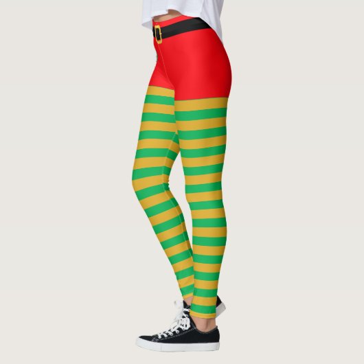 Mode Kerstmis Elf Striped leggings (Links)