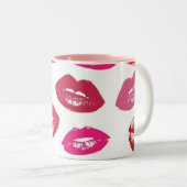 mode KISSES LIPS Glanzend rood Tweekleurige Koffiemok (Voorkant rechts)