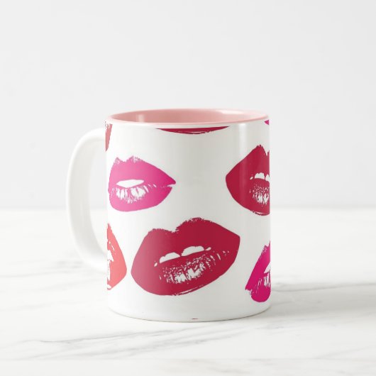mode KISSES LIPS Glanzend rood Tweekleurige Koffiemok (Voorkant links)