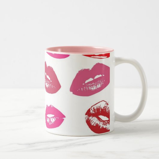 mode KISSES LIPS Glanzend rood Tweekleurige Koffiemok (Rechts)