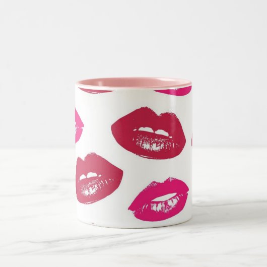 mode KISSES LIPS Glanzend rood Tweekleurige Koffiemok (Center)