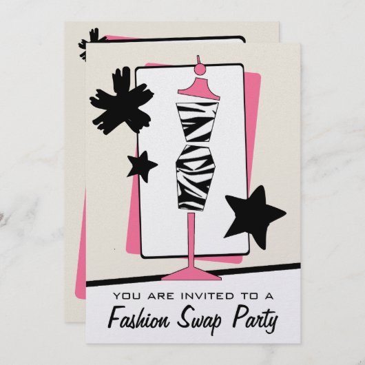 Mode Kledingruil Partij Zebra Print Dress Form Kaart (Voorkant / Achterkant)