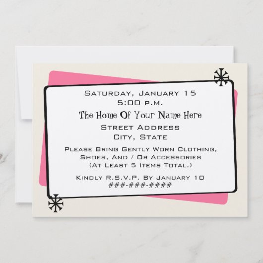 Mode-/kledingzwembad Kaart (Achterkant)