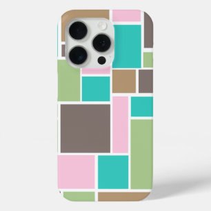 Mode kleur Abstract Rechthoekpatroon iPhone 15 Pro Case