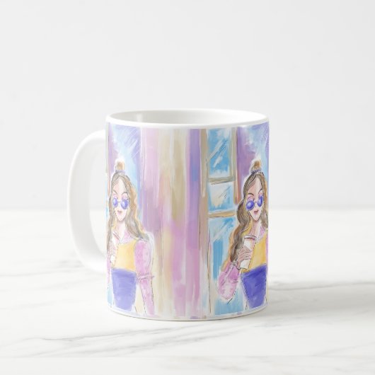 Mode koffie meisje koffiemok (Voorkant links)