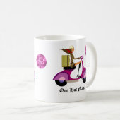 Mode Koffie Mok Scooter Woman roze Leopard (Voorkant rechts)