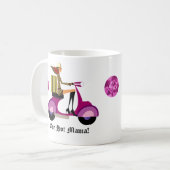 Mode Koffie Mok Scooter Woman roze Leopard (Voorkant links)
