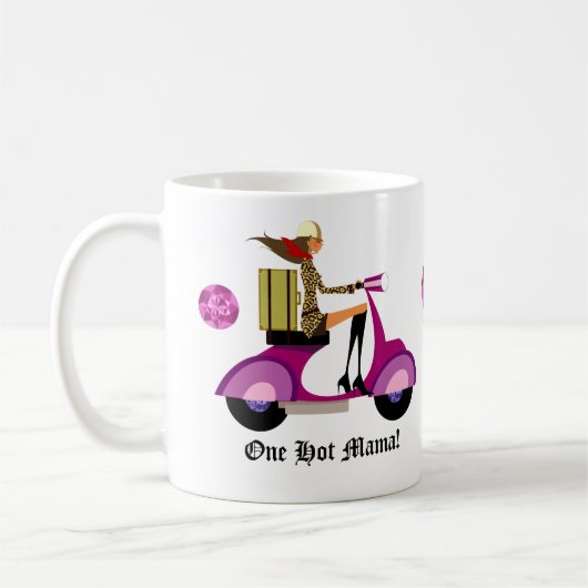Mode Koffie Mok Scooter Woman roze Leopard (Links)