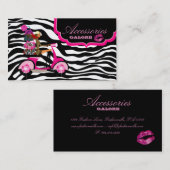Mode koopt juwelen warmroze zwarte Zebra Visitekaartje (Voorkant / Achterkant)
