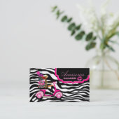 Mode koopt juwelen warmroze zwarte Zebra Visitekaartje (Staand voorkant)