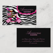 Mode koopt juwelen warmroze zwarte Zebra Visitekaartje (Voorkant / Achterkant)