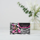 Mode koopt juwelen warmroze zwarte Zebra Visitekaartje (Staand voorkant)