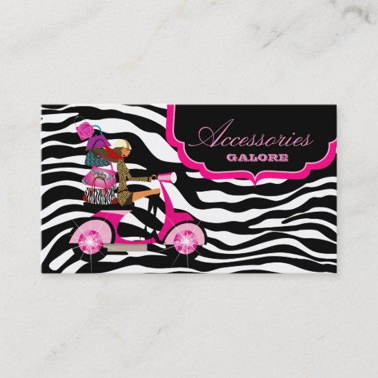 Mode koopt juwelen warmroze zwarte Zebra Visitekaartje (Voorkant)