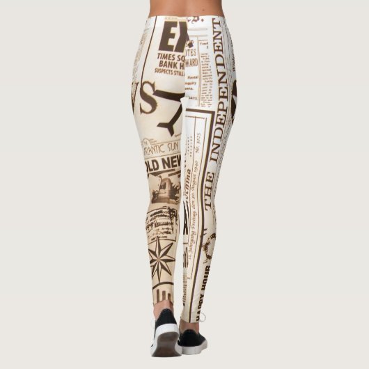 Mode  kranten afdrukken Leggings (Achterkant)