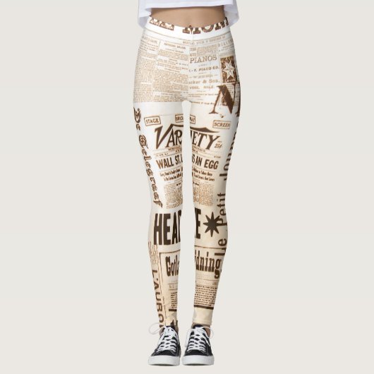 Mode  kranten afdrukken Leggings (Voorkant)
