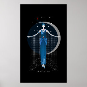 Mode kunst deco elegante stijlvolle illustratie poster