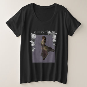 MODE Kunstmeisje White Black en grijs mooi Grote Maat T-shirt