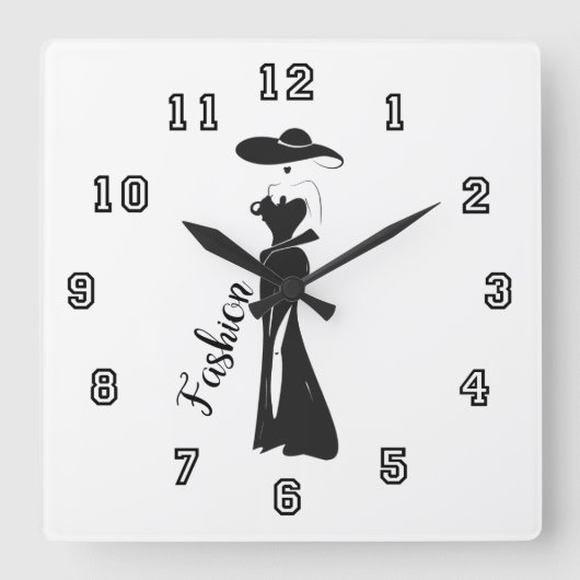 Mode Kute Girly  Art Deco Design Vierkante Klok (Voorkant)