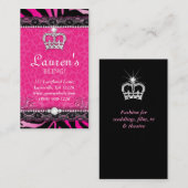 Mode Lace Pink Crown Tiara Modern Visitekaartje (Voorkant / Achterkant)