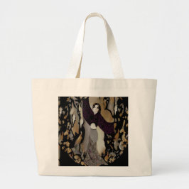 Mode Lady Dancer op Paars, goud, grijs, zwart Grote Tote Bag