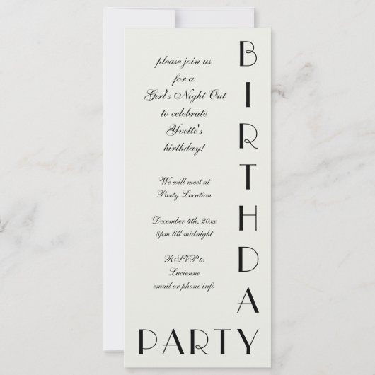 Mode Lady, Haute Couture Verjaardagsfeest Kaart (Achterkant)