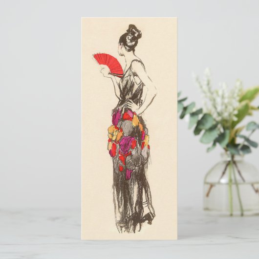  Mode Lady, Spring Dress Verjaardagsfeest Kaart (Staand voorkant)