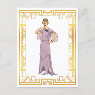 Mode Lavender Flapper Gown 1920 Briefkaart