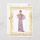  Mode Lavender Flapper Gown 1920 Briefkaart (Voorkant / Achterkant)