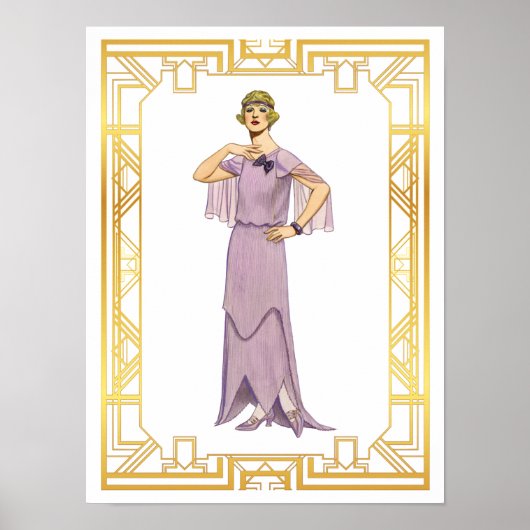  Mode Lavender Flapper Gown 1920 Poster (Voorkant)