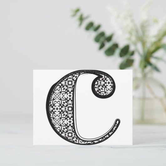 Mode lettertype, letter c briefkaart (Staand voorkant)